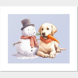 Snow Buddies -  Labrador Retriever Posters and Art